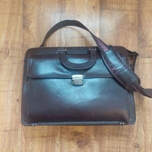 Mancini II Brown Burgundy Leather Men's Bag Messenger Fair Faded